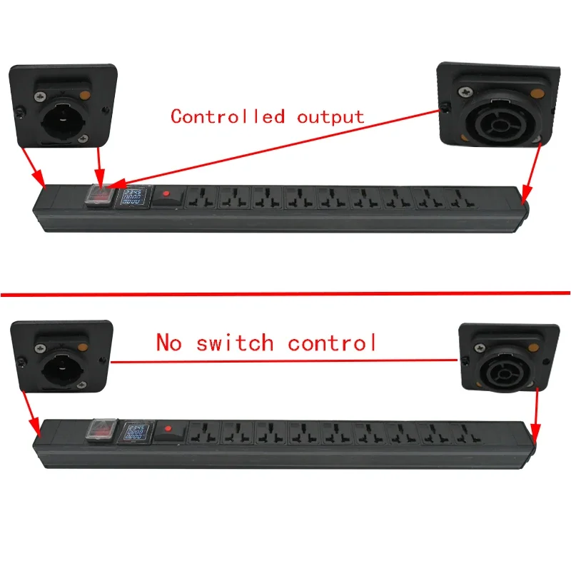 PDU power strip aviation plug 2-9AC 10A universal socket with ammeter overload protection socket