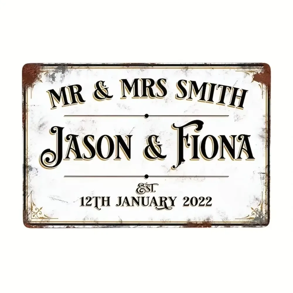 CIFbuy Custom Mr & Mrs Wedding Aluminum Sign Personalized Gloss Waterproof Anti-scratch Coffee Area Wall Decor