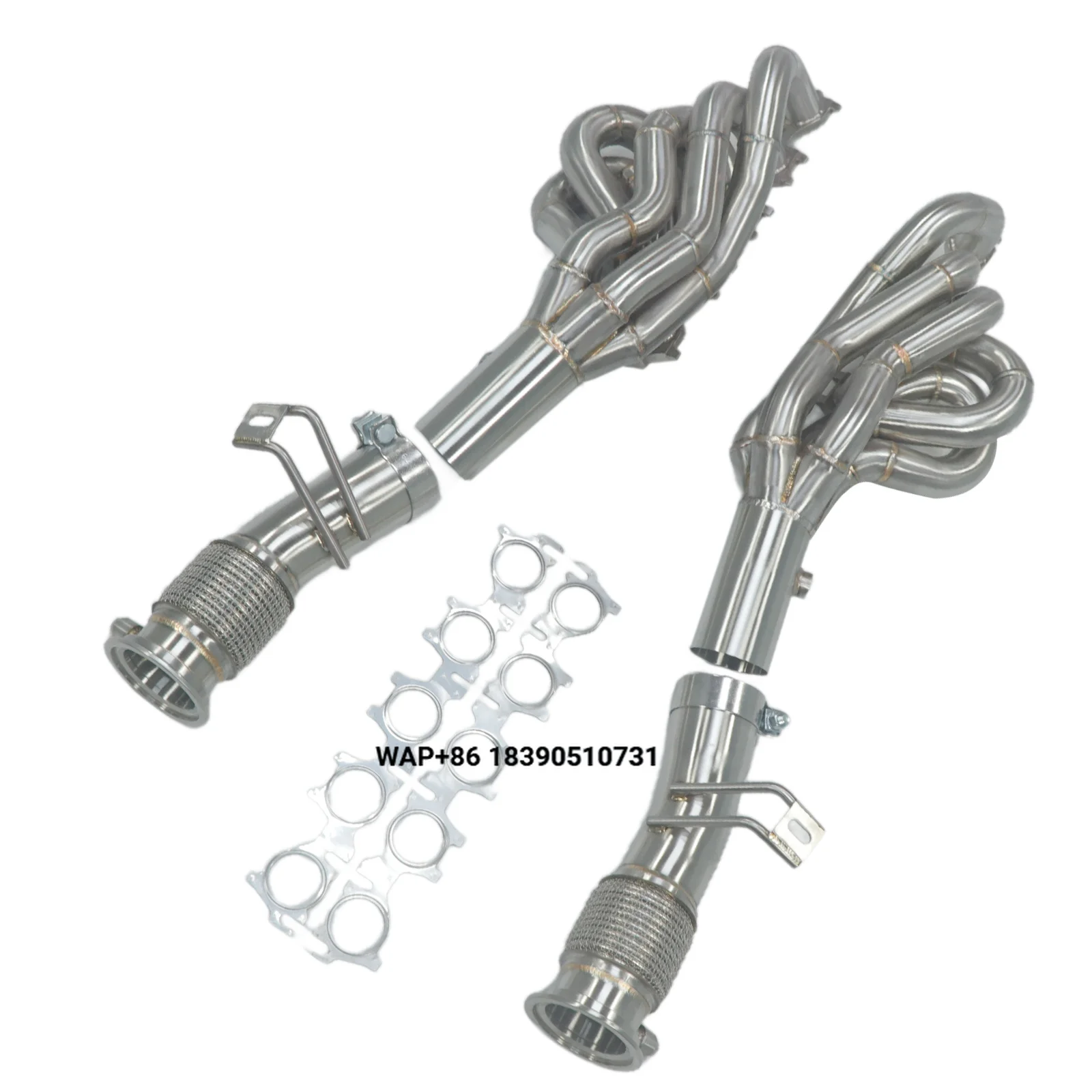 SS304 Stainless Steel Exhaust Manifold Header for  R8 2016-2018 5.2L High Performance Downpipe JIAJUN 1.5mm Thick Brushed