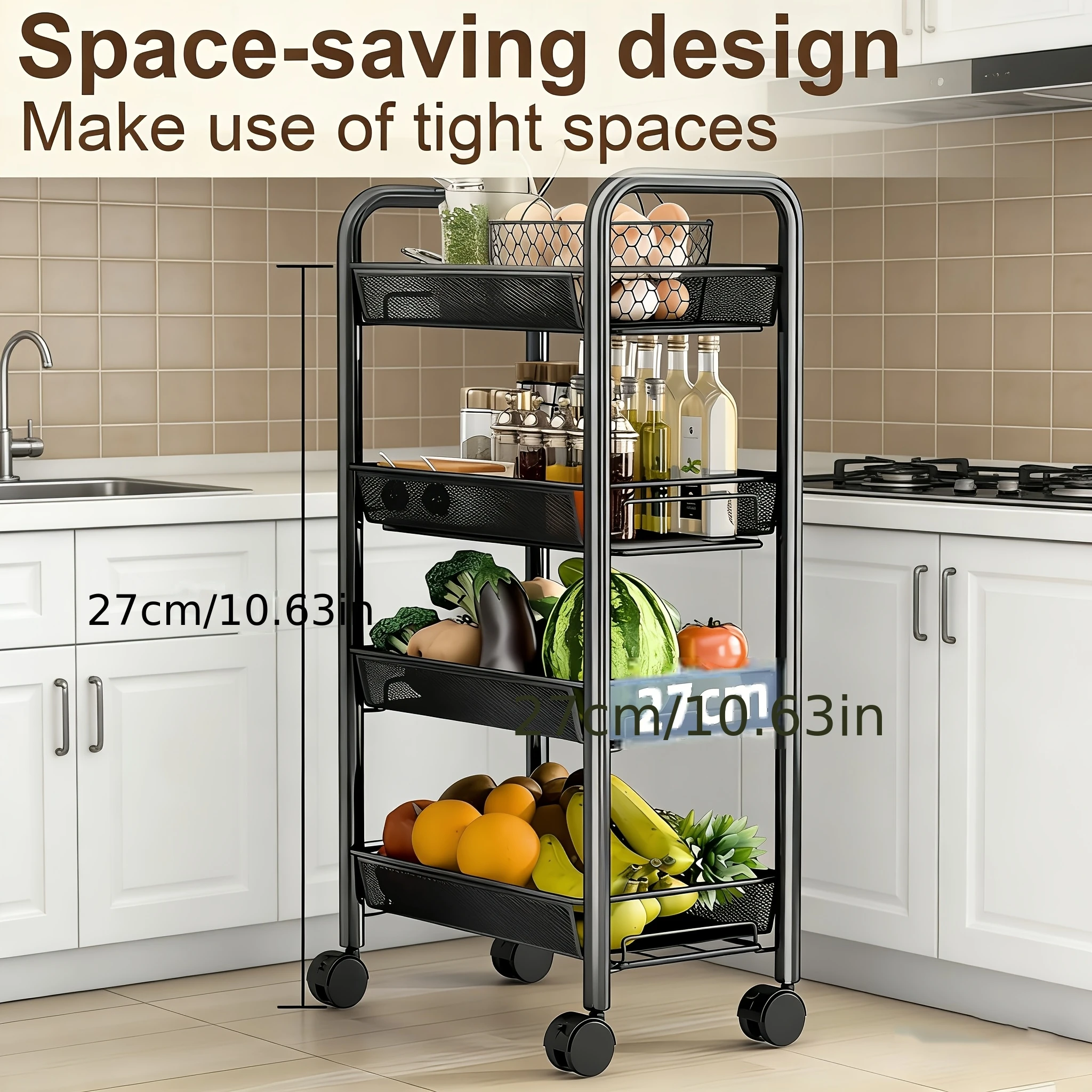 Picture 6: Multifunctional Multi-tier Rolling Storage Trolley – A Compact,space-saving Storage Unit in The Bathroom,kitchen and Living Room
