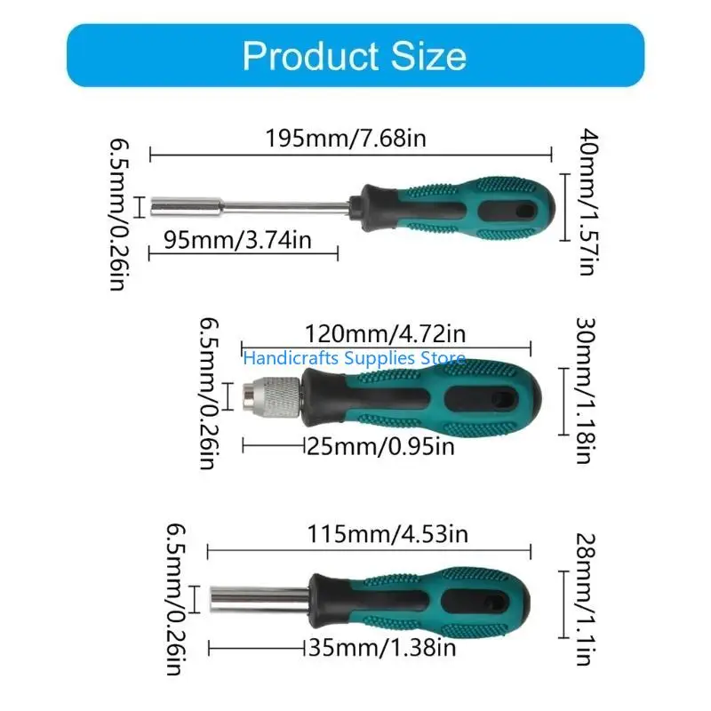 R1WA 3 ชิ้น 1/4inch ไขควง Handder Bit Handle ที่จับเพื่อประสิทธิภาพด้วยการเปลี่ยนแปลงอย่างรวดเร็วและคุณสมบัติแม่เหล็ก