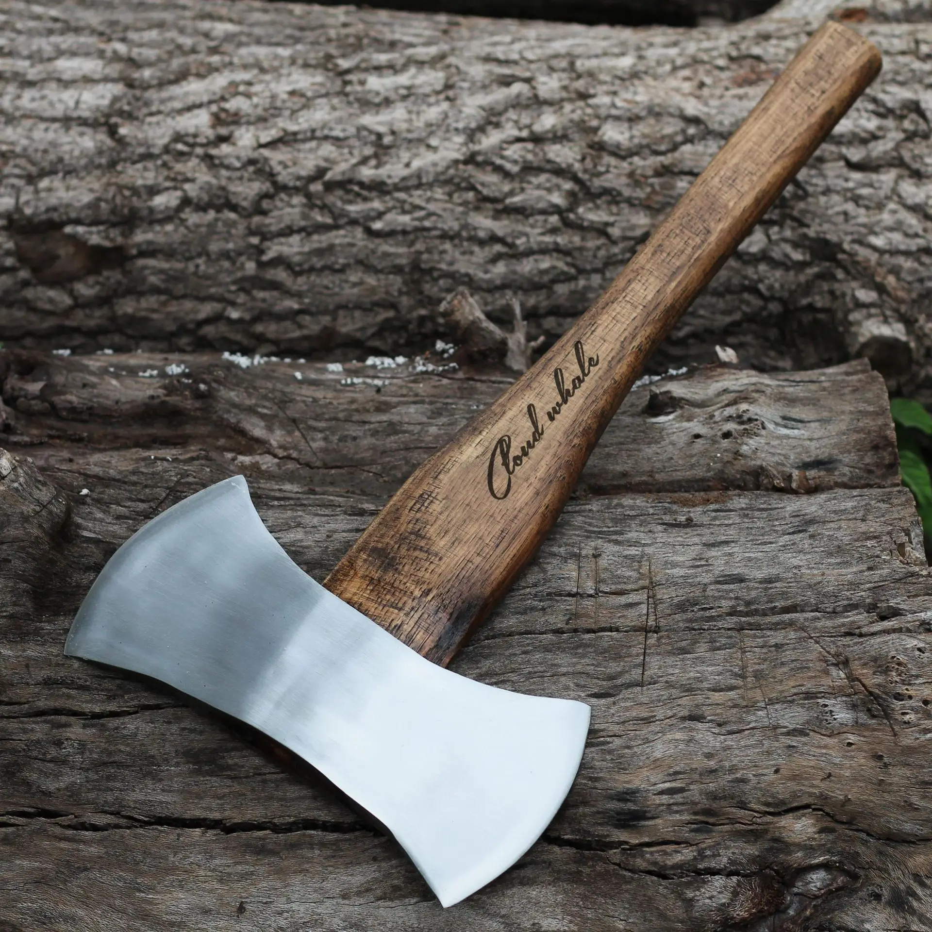 Walnut Wood Handle Double-edged Axe Finely Polished Chopping Wood and Trees Hand Tool for Outdoor Mountain Cutting Axe