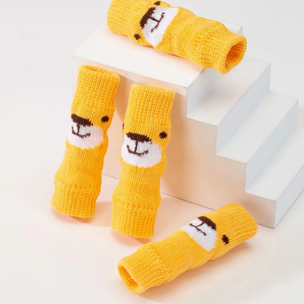 

2 set 2 Sets Pet Dog Socks Yellow Anti-Slip Puppy Leg Sleeves For Small Dogs Warm Joint Protector Snow Cold Weather Outdoor Use