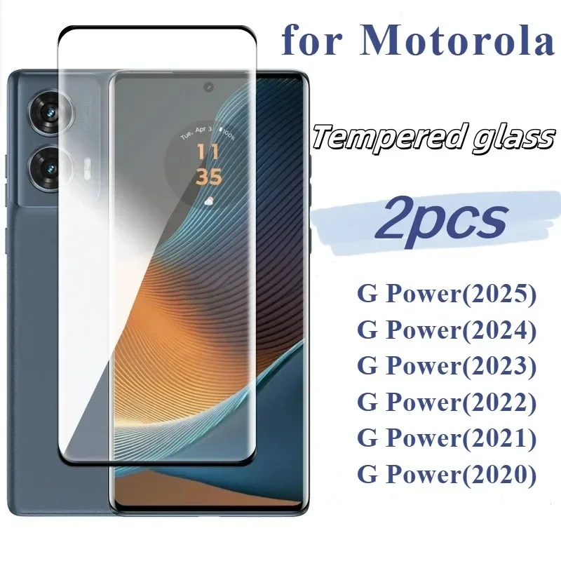 2Pcs Full Coverage Without Bubbles Tempered Glass for Motorola G Power(2025) G(2025) G Play(2024) G Stylus 5G(2023) G05 G85 Film