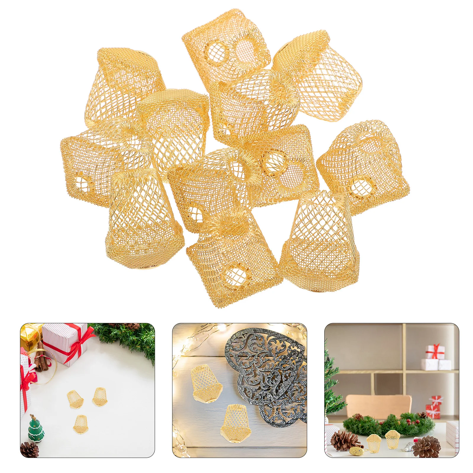 

12pcs Christmas Mini Hanging Lamp Shades Iron Hollow Decorative Ornaments Festive Holiday Indoor Decoration Easy Install