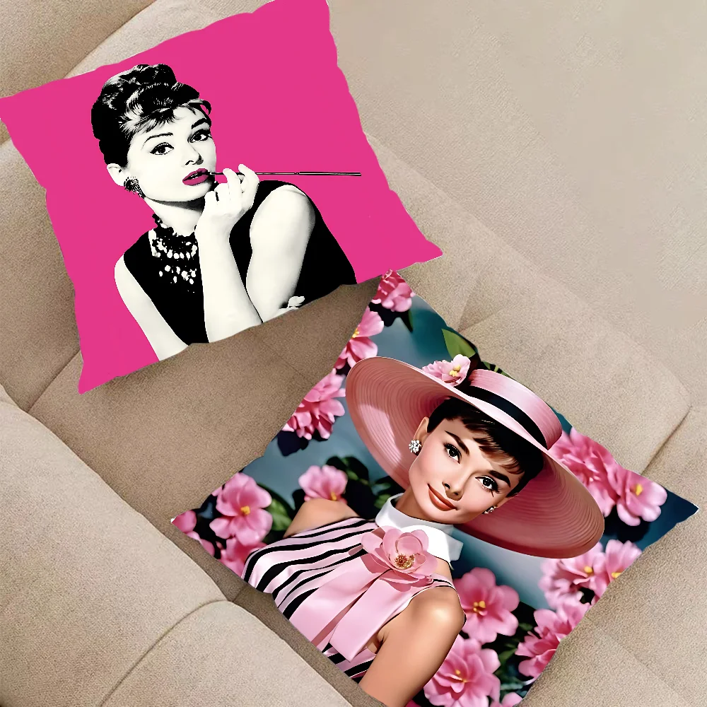 Audrey Hepburn Pillow Case Throw Pillow Cover Nordic Vintage Style Cushion Covers Home Living Room Sofa Couch Seat Decor