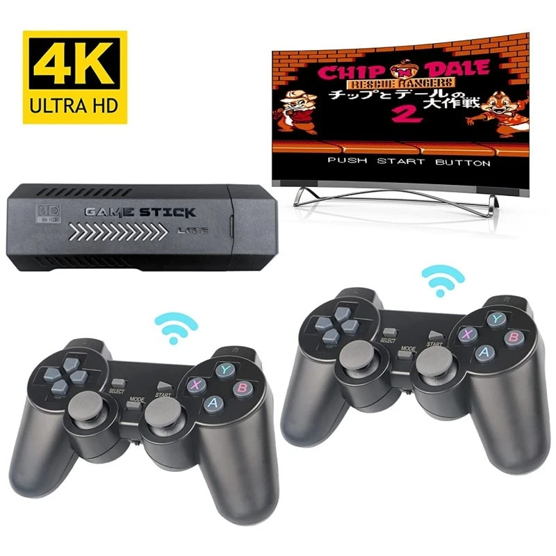 X2 Retro Video  Game Console Stick HD 64GB Retro Classical Games Dual Wireless Controllers Video Game Consoles for Gift