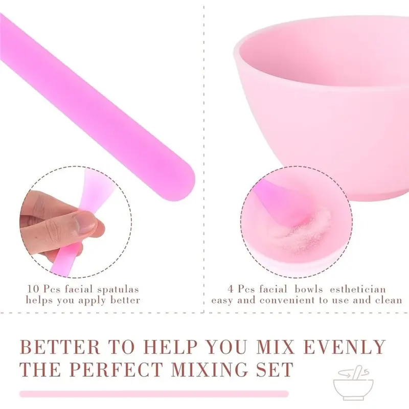 Facial Supplies Set For Estheticians:4 Silicone Bowls, 4 Headbands, 15 Compressed Sponges, 10 Spatulas, 4 Mask Fan Brushes