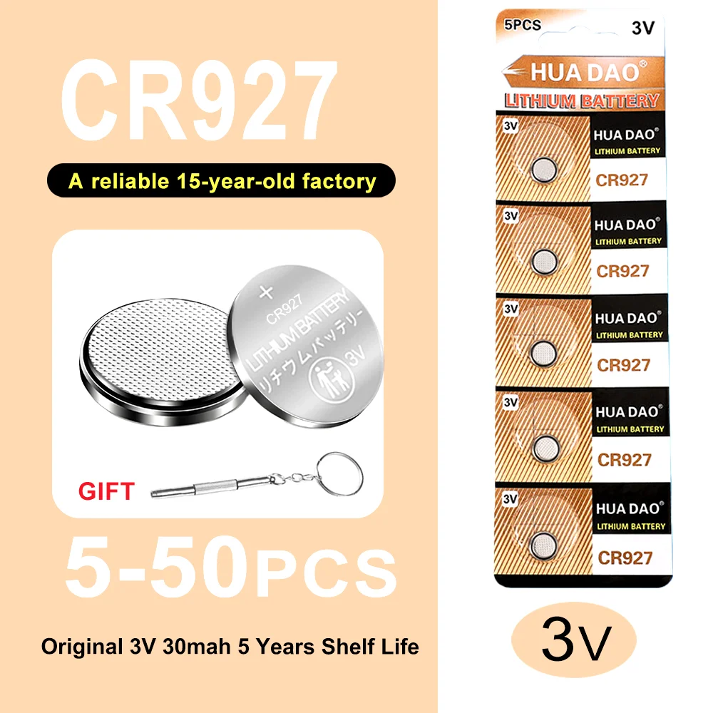 5-50PCS 3V Lithium Battery CR927 Button Coin Cells 927 DL927 BR927 LM927 ECR927 BR927-1W 5011L for Watch Remote Toy Calculator