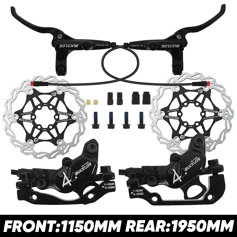 BUCKLOS Power Off Bike Brake 4-zuiger E-Bike hydraulische rem 1150mm 1950mm MTB racefiets schijfrem voor elektrische scooter fiets