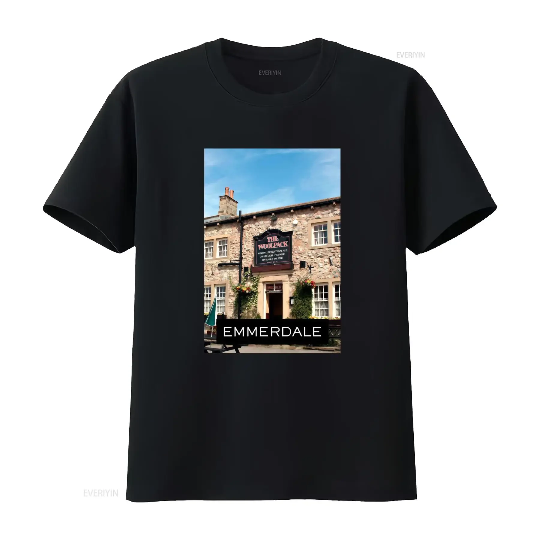 Emmerdale TV-Show-T-Shirt, britische Fernseh-Sitcom, Fan-Vintage-Stil, gewaschen, weich, grafisch, atmungsaktiv, modisch, stilvoll, für Herren, vielseitig einsetzbar