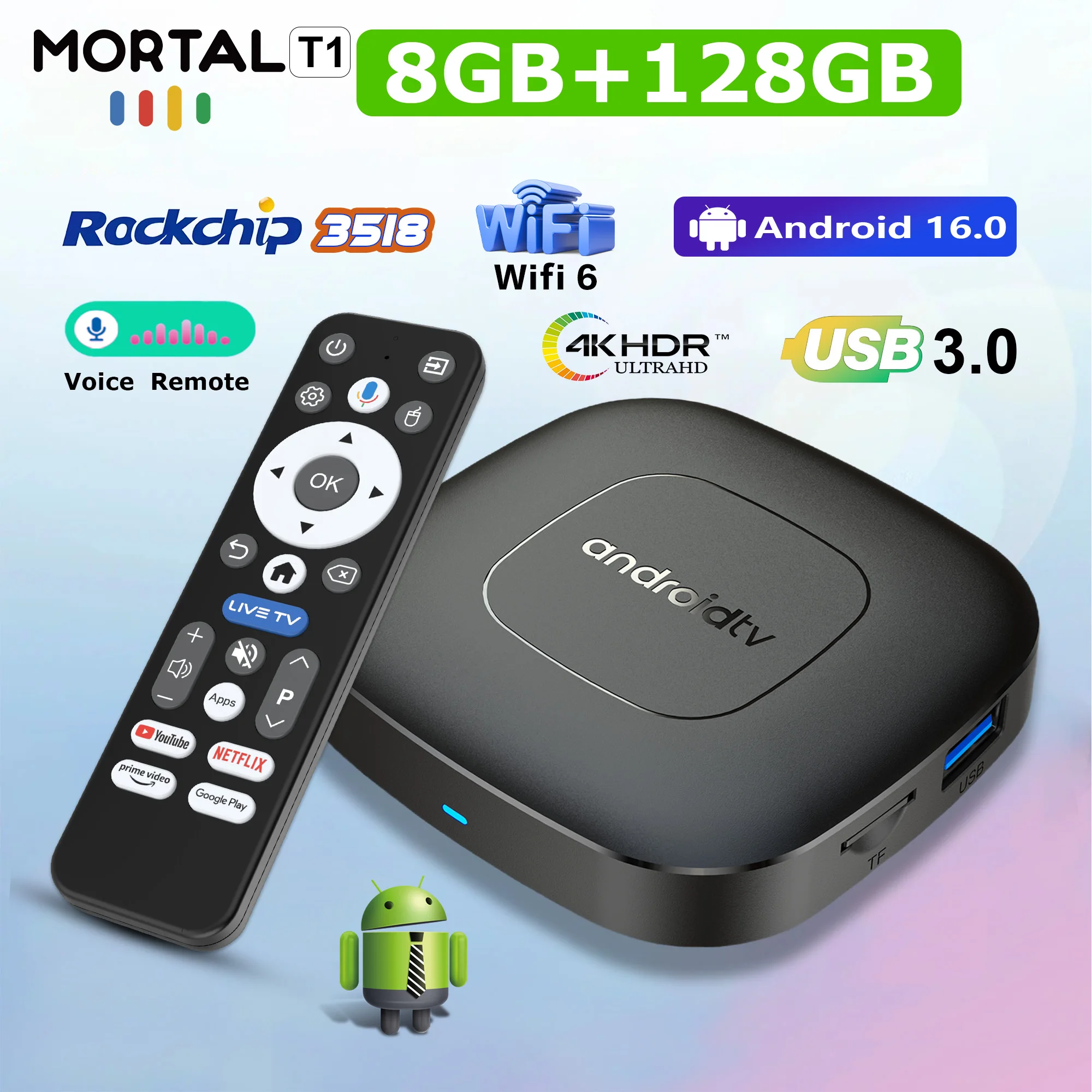 Android 14.0 TV Box 8K – 2GB RAM/16GB ROM, Dual WiFi E Bluetooth 5.0, Telecomando Vocale E 3D