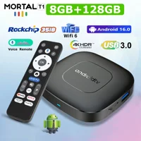 Nuevo Android 16 Smart TV Box para Cine en Casa, RK3518 Quad Core, Asistente de Google, Streaming, 8GB128GB, Reproductor Multimedia, Wifi Dual 2.4G/5.8G T1