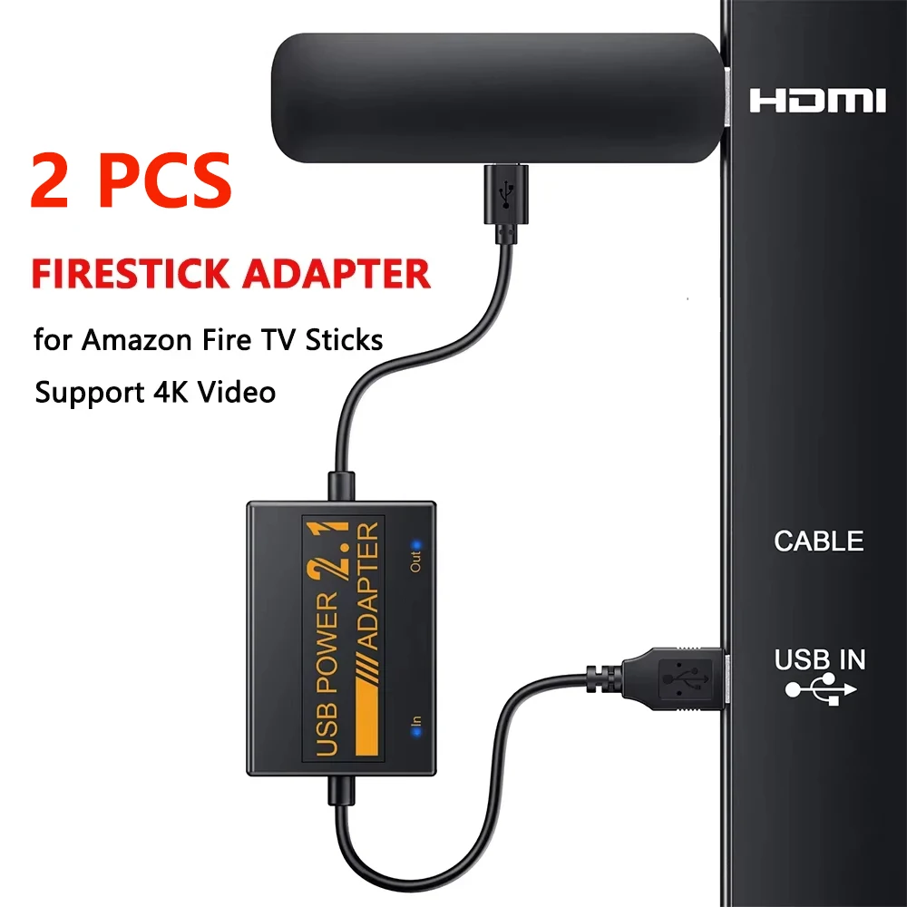 

2 шт. сетевые адаптеры с аккумулятором 1800 мАч и USB-кабелем питания для Fire TV Sticks, адаптер Firestick с поддержкой видео 4K