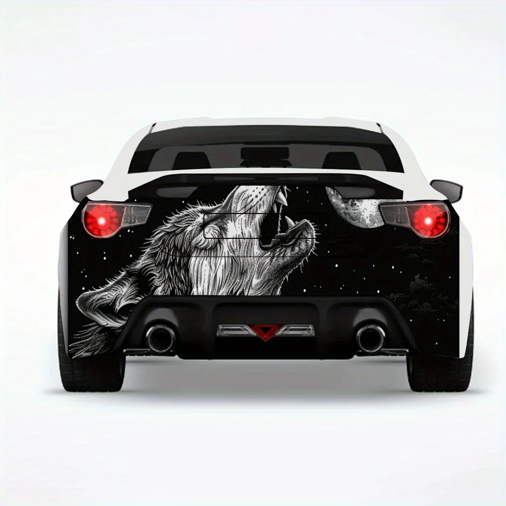 

Автомобильная наклейка «Иючий волк в лунном свете», виниловая наклейка на заднюю часть автомобиля, водонепроницаемые самоклеящиеся виниловые наклейки для хвоста и бампера автомобиля