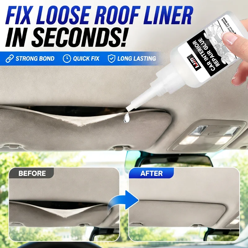 KJM Car Headliner Repair Glue Quick Dry Heat Resistant Adhesive For Roof Fabric Interior Trim Seat Edge Leather Plastic