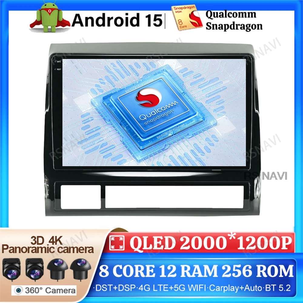 

Android 15 Car Radio For Toyota Tacoma 2 Hilux 2005-2013 DVD Head Unit Stereo Qualcomm Viedo Player Navigation 4G LTE GPS DSP BT