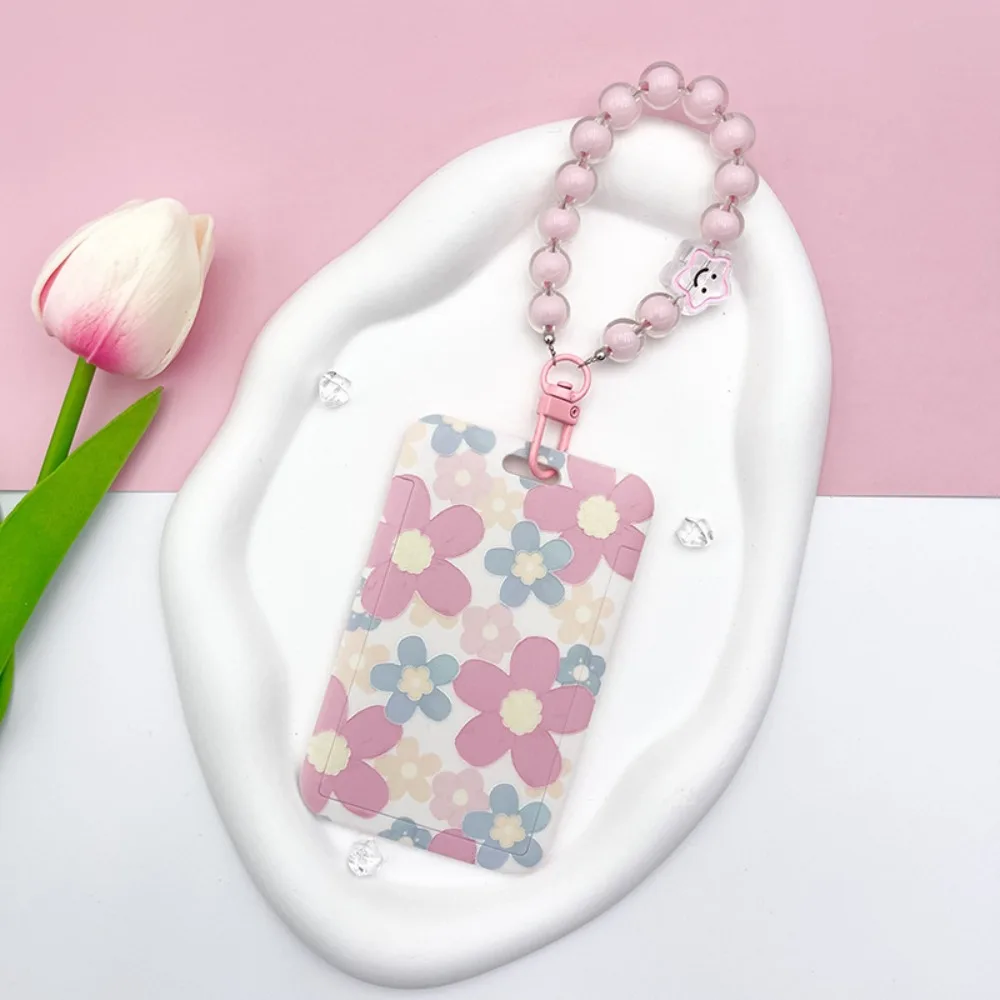 

Long Rope Card Cover Neck Strap Lanyard Sweet Floral Card Protective Sleeve School Stationery With Lanyard Card Case