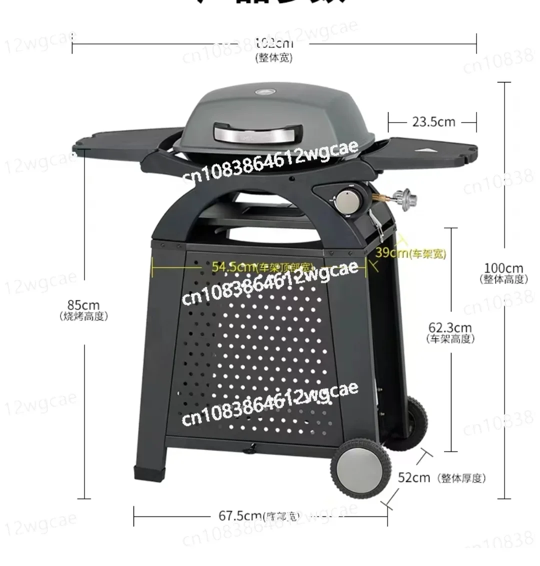 Outdoor Camping Car Portable Gas Grill, Small Tabletop Propane Grill with Cast Iron Grate and Griddle