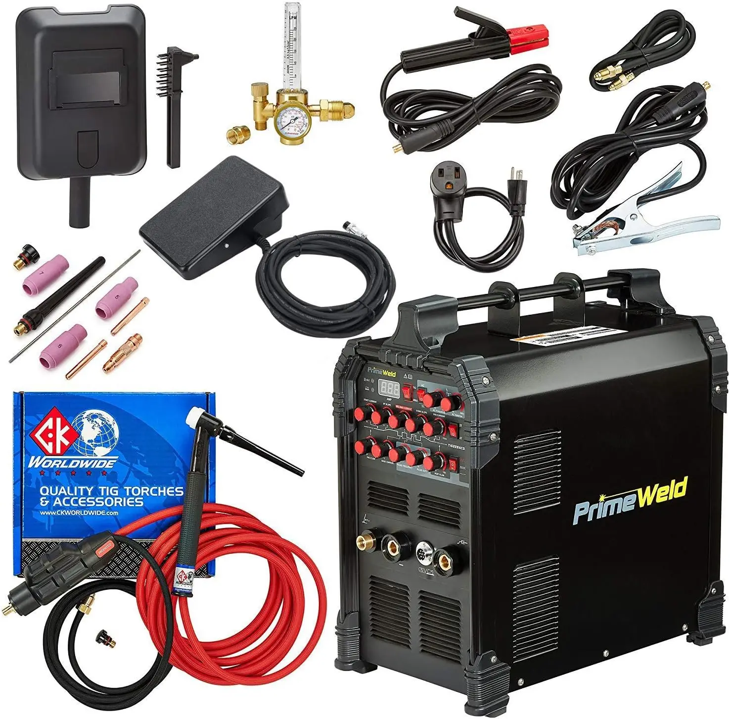 AC DC Tig/Stick Welder with Pulse CK17 Flex Torch and Cable 3 Year