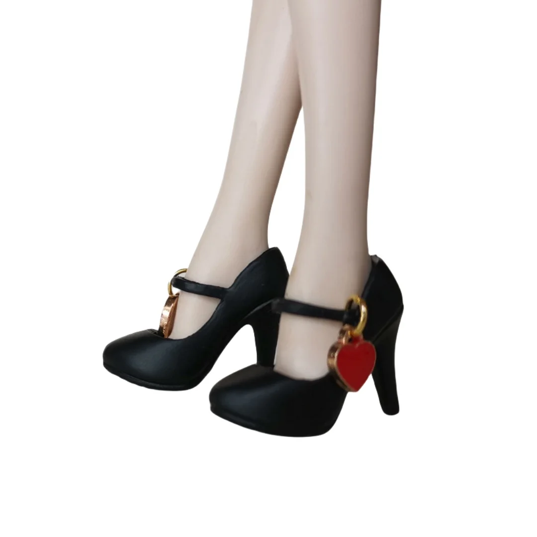 XINYI 1/6 Doll Shoes White Black Pink With Floral Bow Heart Decors Female Doll Shoes DIY Dressing Doll Decorations