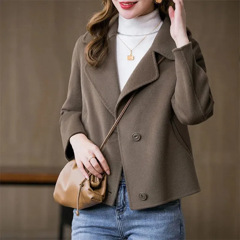 Fashion Design Short Women's Woolen Coat 2022 Spring Autumn New Korean Double Sided Woolen Jacket Casual Outerwear Tops Female