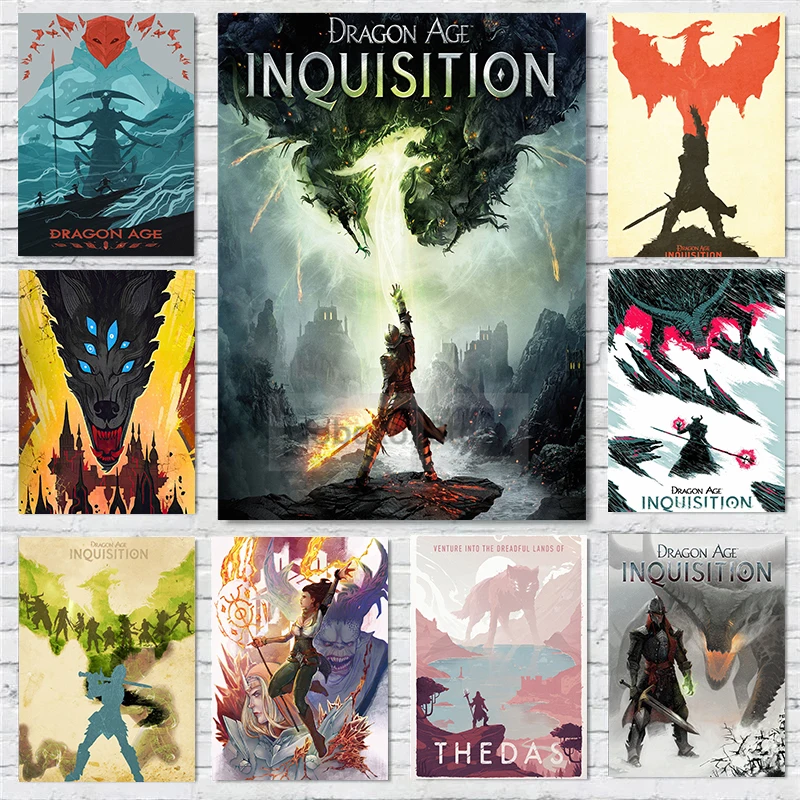 Classic RPG Games Dragon Age Poster Inquisition Dungeons and Dragons Game Prints Canvas Wall Art Pictures Home Room Modern Decor