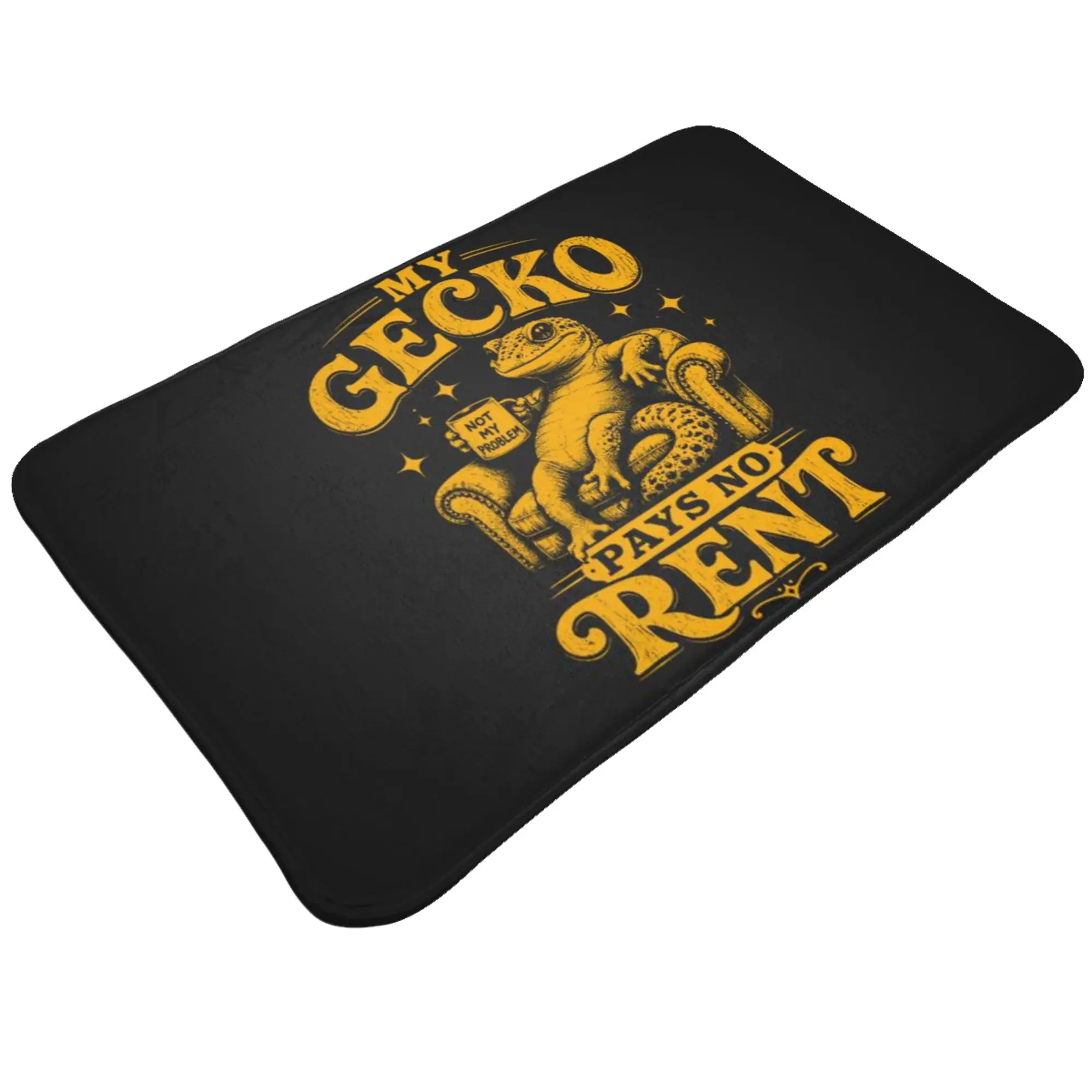 My Gecko Pays No Rent Funny Lizard Art Non-slip Doormat Kitchen Mat  Welcome PatternHomeDecor