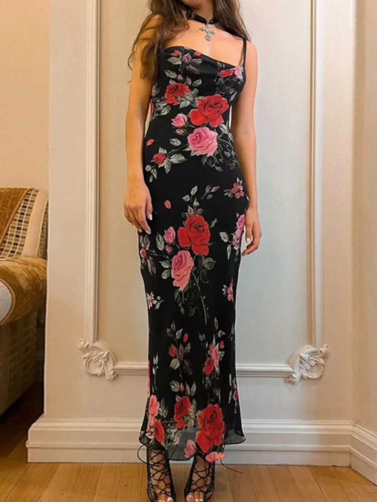 

Fashion Sexy Print Dress Women's Elegant Spaghetti Strap Package Hip Slim Dresses Robe Femme Formal Evening Party Skirts Clothes