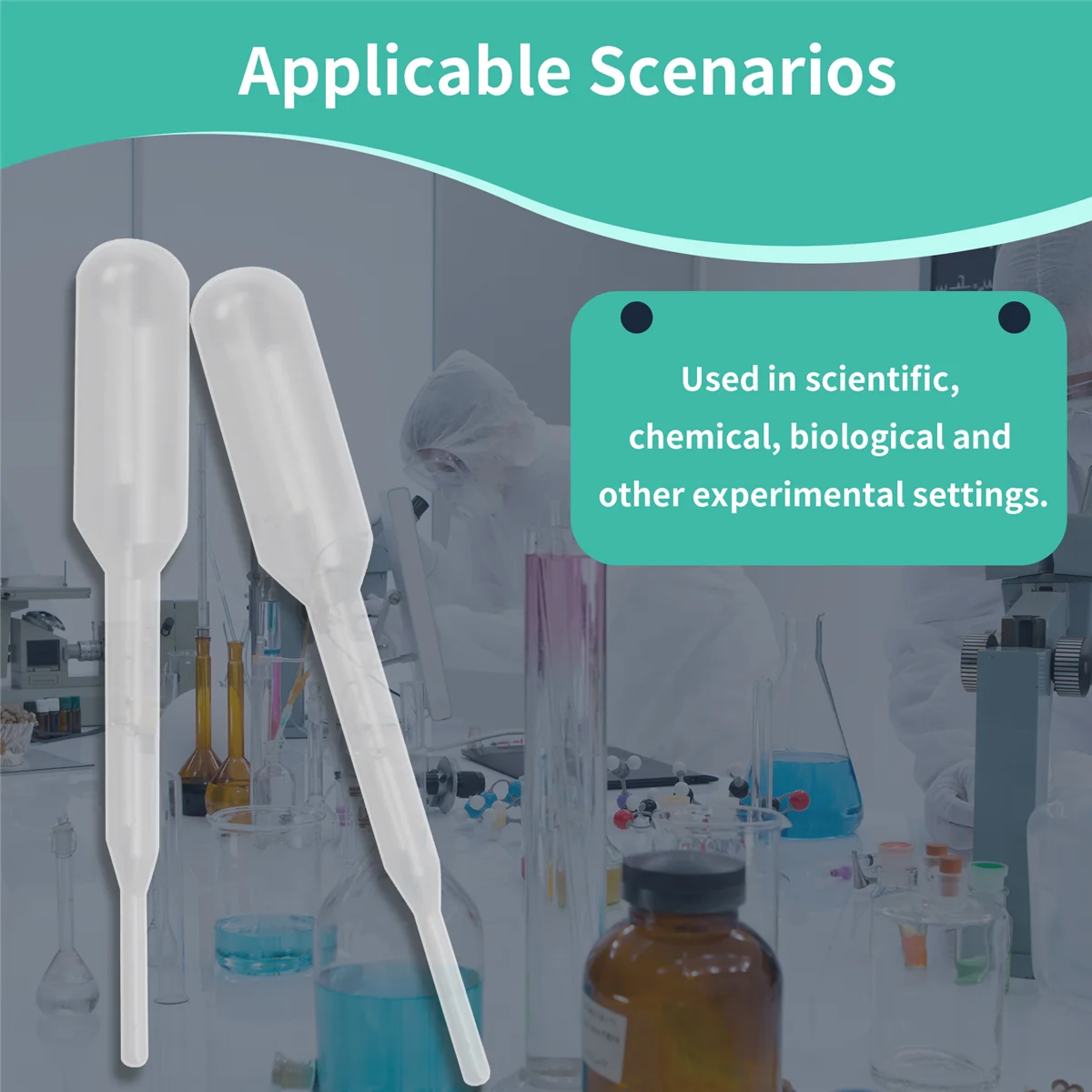 UNCL 100 шт. градуированные пипетки-капельницы из полиэтилена (0,2 мл)