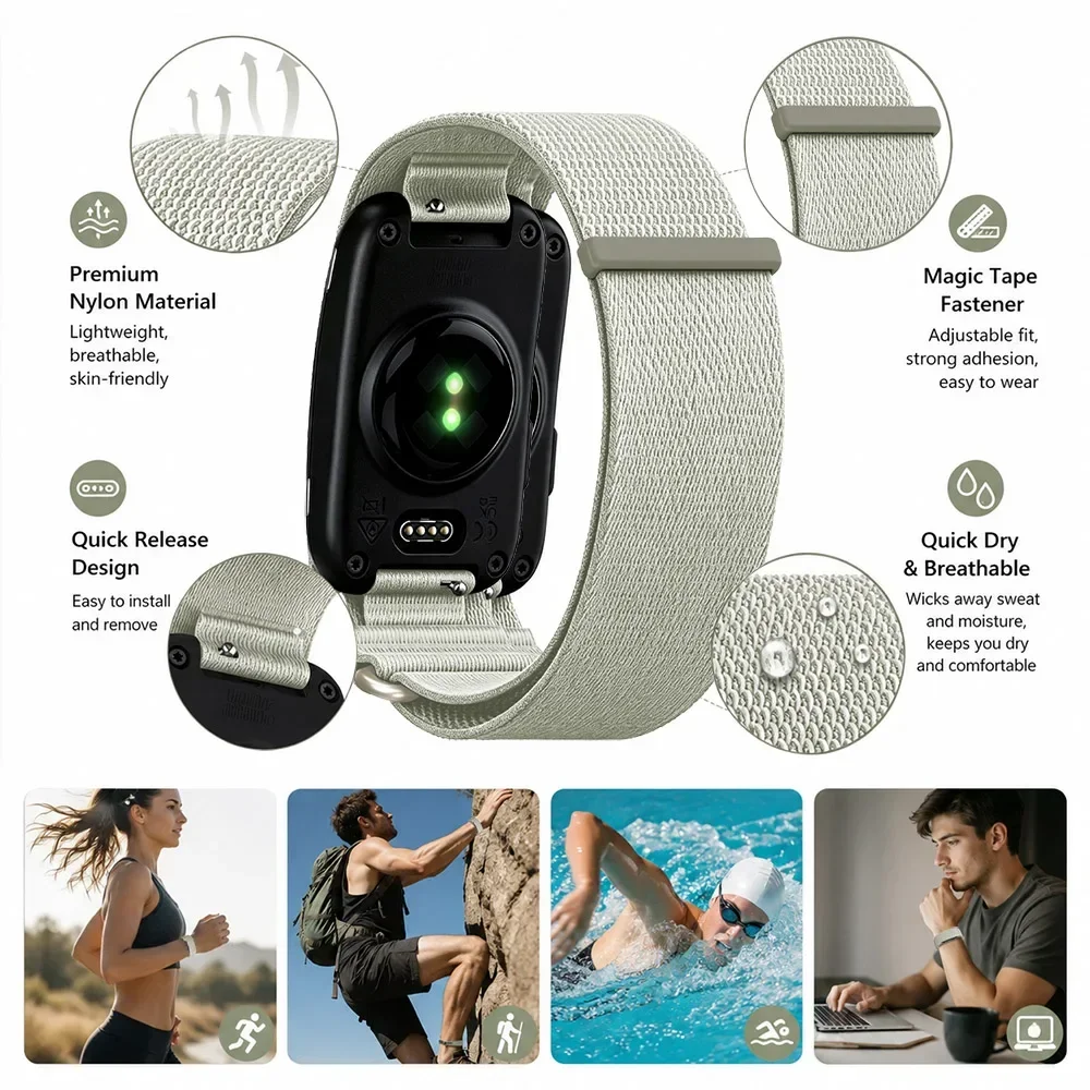 New Nylon Wri/Armband for Garmin CIRQA Band Quick‑Dry Nylon Strap Daily‑Use Replacement Band for Garmin CIRQA Wear All Day