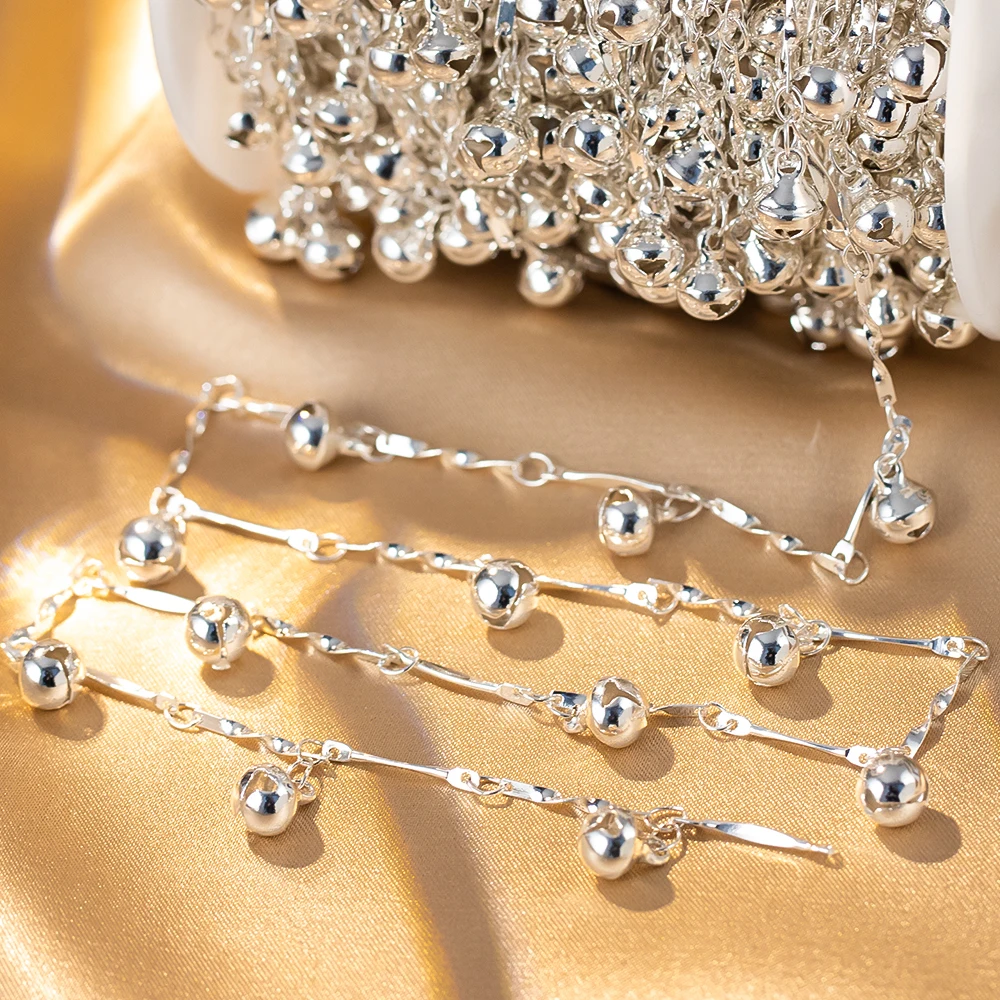 

1Meter 0.5Meter Bell Charm Bracelet Necklace Copper Chains Wavy Lines Clothing Decorative Chain for Jewelry Making DIY Materials