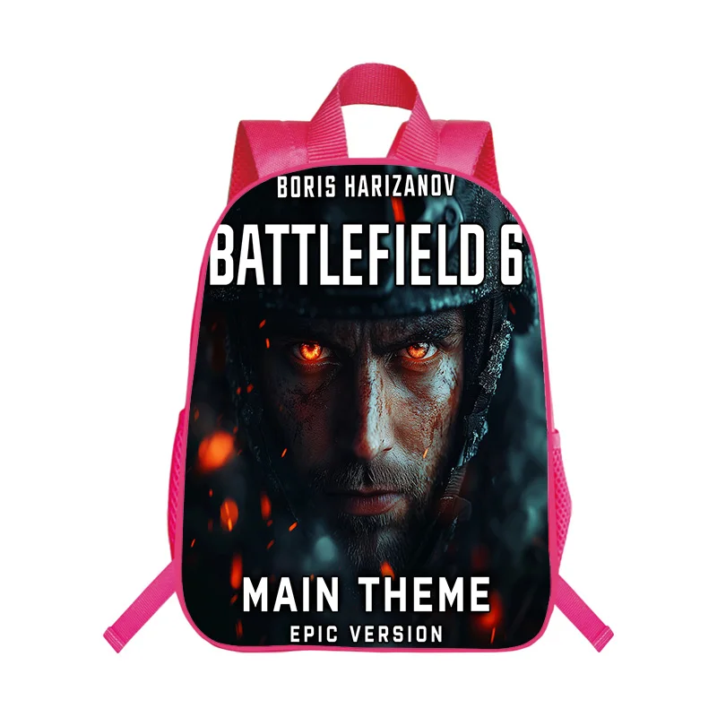 

Подростковый розовый легкий школьный рюкзак BATTLEFIELD, ежедневный школьный рюкзак Battlefield с мультяшным игровым узором, 16 дюймов, в мягкой обложке, полиэстер, Mochilas