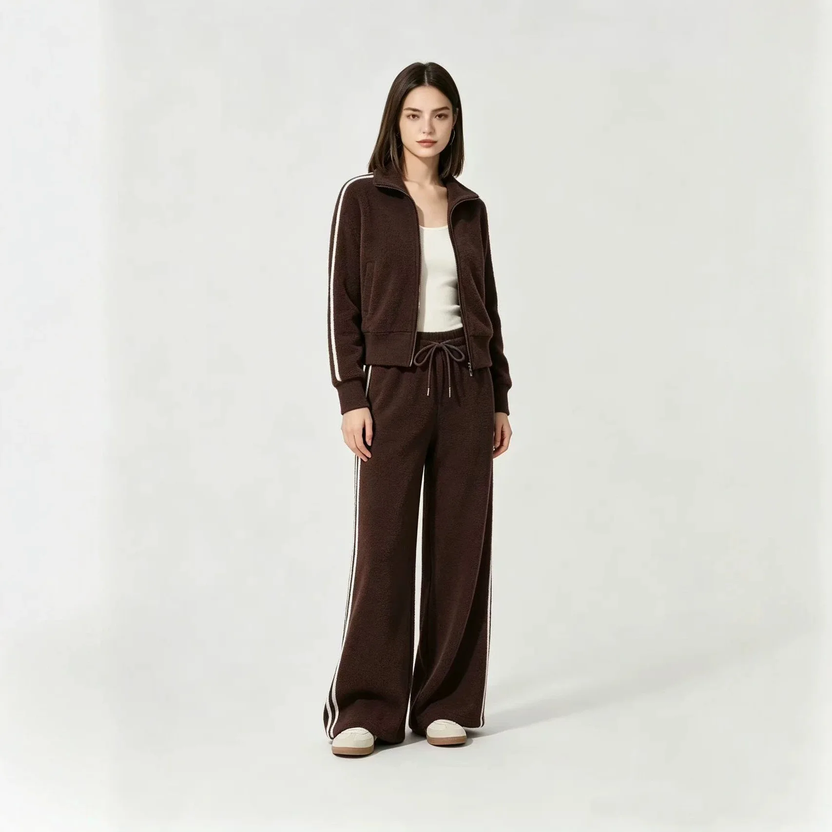 2026 New Women's Sweatshirt Fashion Random Spring/autumn Set Color Block Zipper Cardigan. And Long Pants. Two-piece Set Clothing