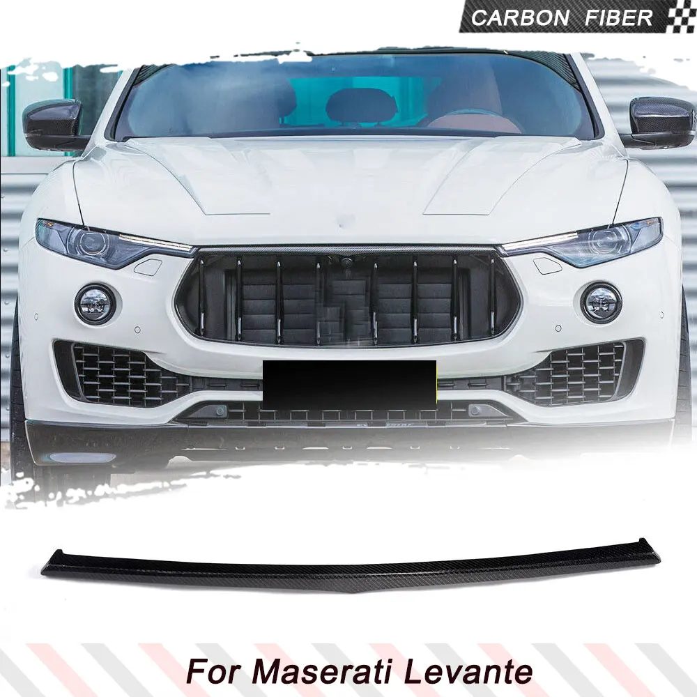 For Maserati Levante Base/S Sport Utility 2016-2020 4-Door Real Carbon Fiber Car Front Bumper Middle Mesh Grill Decoration Trim