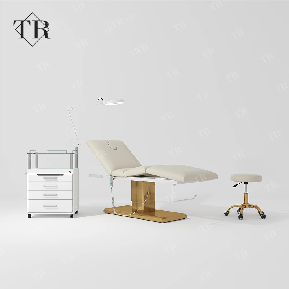 Camilla de Masaje Eléctrica Turri 3 Motor, Equipo de Spa y Salón de Belleza, Reclinable de Cuero con 3 Motores, Set de Muebles para Salón de Belleza y Spa