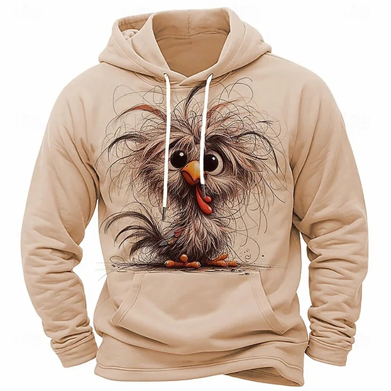 Men's Hoodie Chick 3D Print Casual Long Sleeve 3d Hooded Sweatshirt Autumn  Fashion Streetwear Pullover Male Oversized Clothing