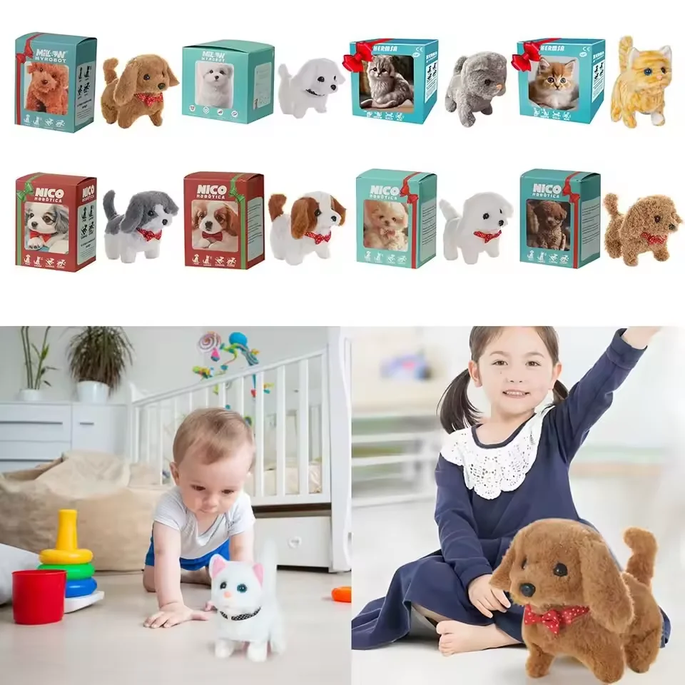 Robot électronique en peluche chien avec mouvement réaliste Simulation Robot chiens aboiement queue Wagging animaux chien jouet enfants cadeau éducatif