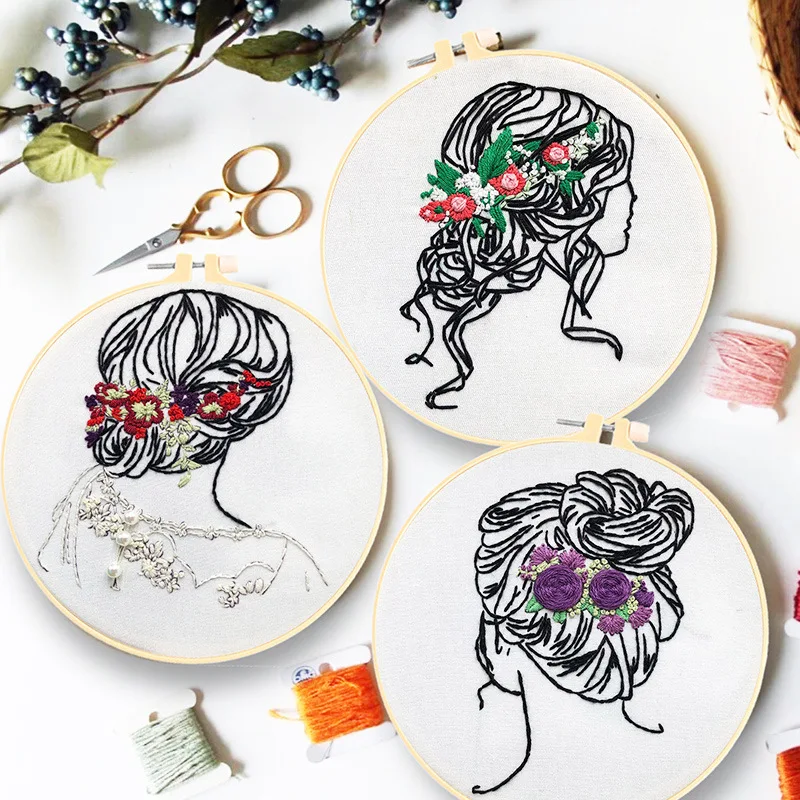 新入荷-刺繍diy-3d手作り-初心者向け-基本布地刺繍材料キット-海外アーティスト-コットンリネン