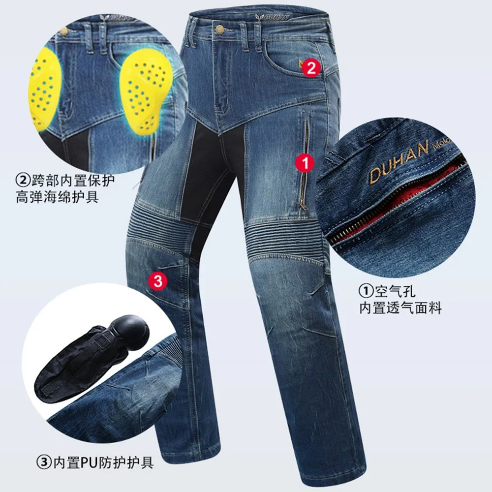 

Breathable Men Biker Jeans Wear-resistant Motorcycle Pants Anti-fall Motocross Pants Knee Protection Motorcycle Equipment M-2XL