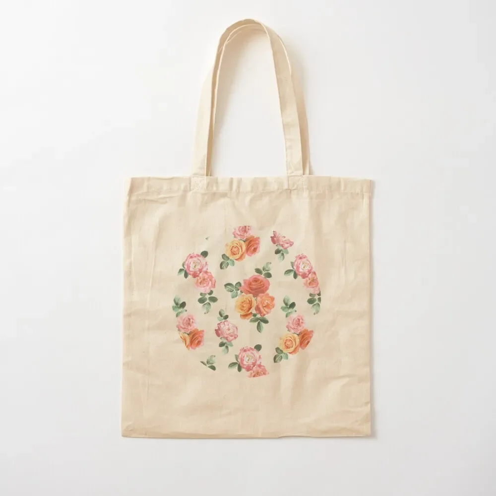 

Retro Peach and Pink Roses Tote Bag Gift bag Beach bag