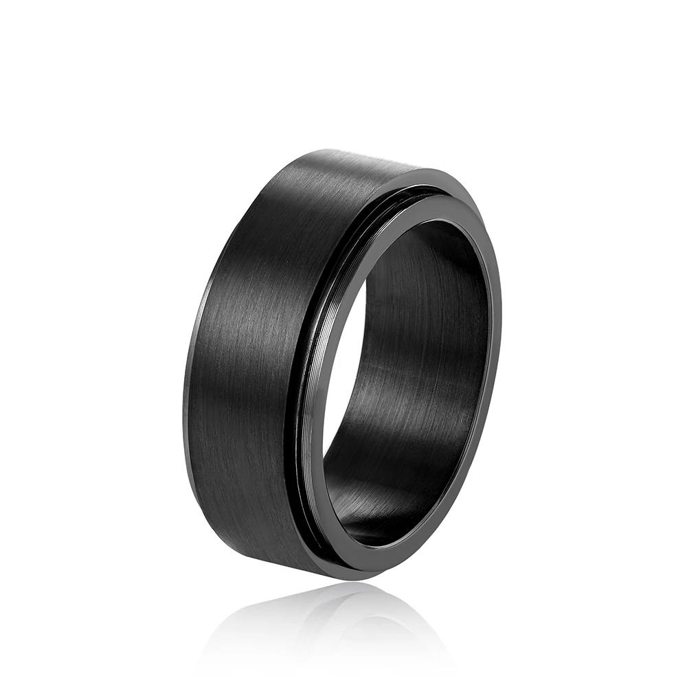 Huitan Black Stainless Steel Ring for Women/Men Simple Design Party Statement Accessories Trendy Daily Wearable Hiphop Jewelry