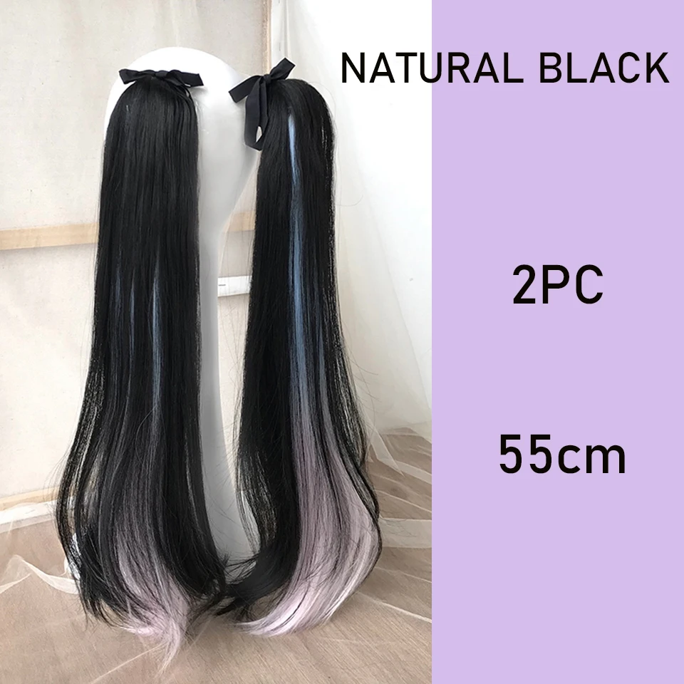 Cola de Caballo sintética con cordón para mujer, extensión de cola de caballo de color degradado, Clip envolvente, extensión de cabello