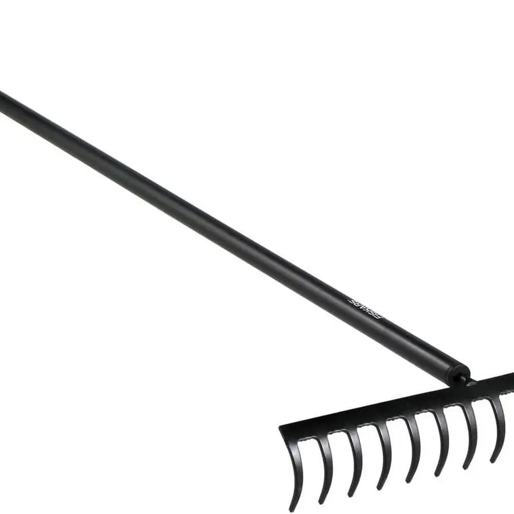 

14-Tooth Curved Tooth Rake, 36cm Carbon Steel Head, Hardened, with Aluminum Handle, Black/Orange Solid