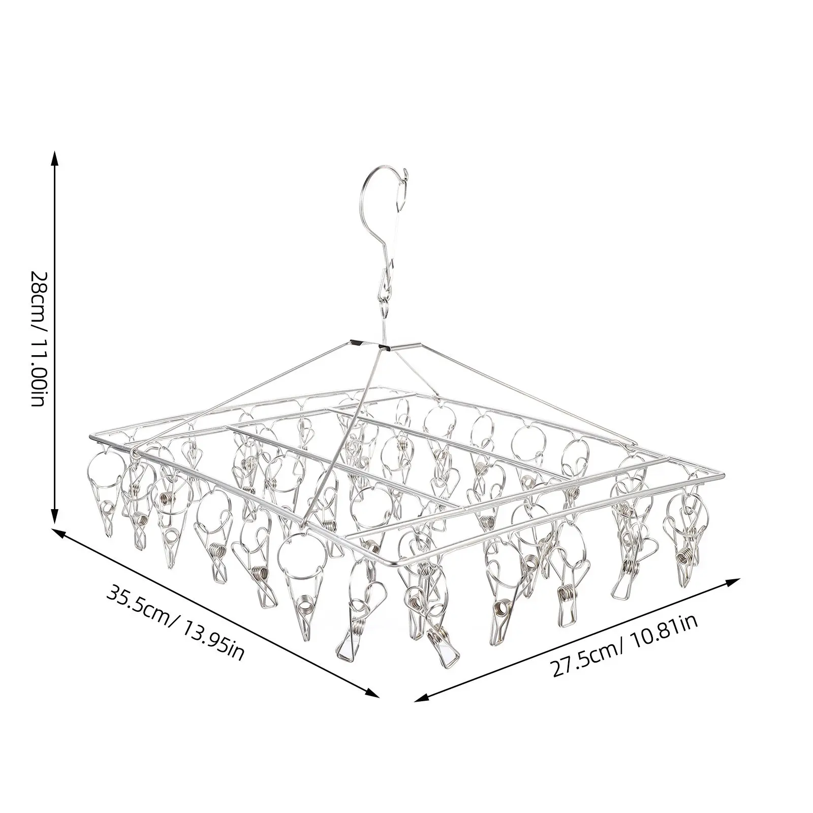 1Pcs Stainless Steel Drying Rack Clothes Hanger Heavy Duty Socks Clips Multi-Purpose Organizer for Balcony Laundry
