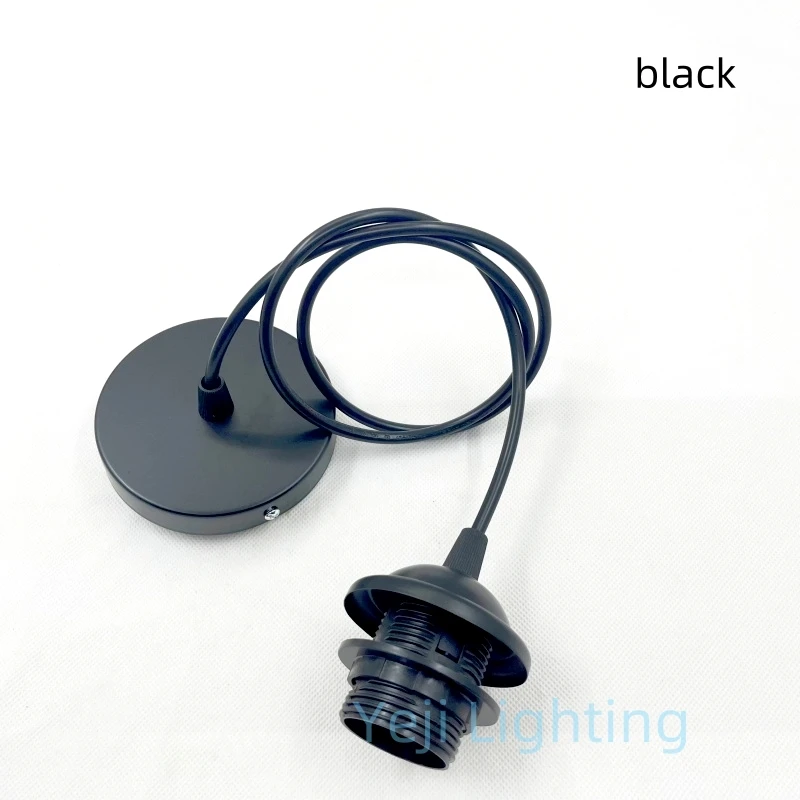 E27 Lamp Base Iron Ceiling Plate E27 Socket Lamp Holder Metal Ceiling Rose with Cable Wire For LED Pendant Light Lampshade DIY