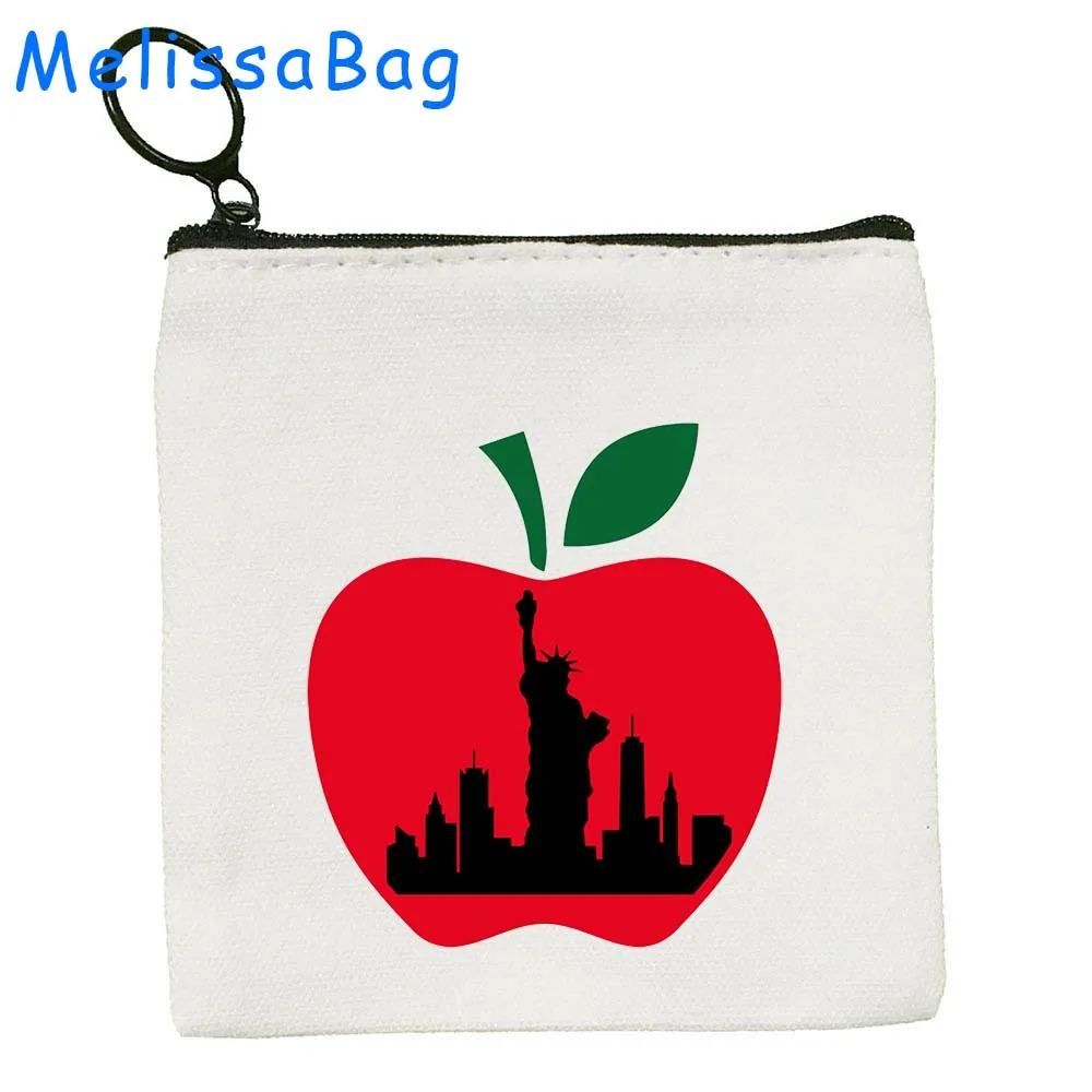 Divertente statua della libertà New York City Gift Skyline Apple NYC Subway Canvas Coin Purse Key Storage Bag Card Case Bag Zipper Pouch