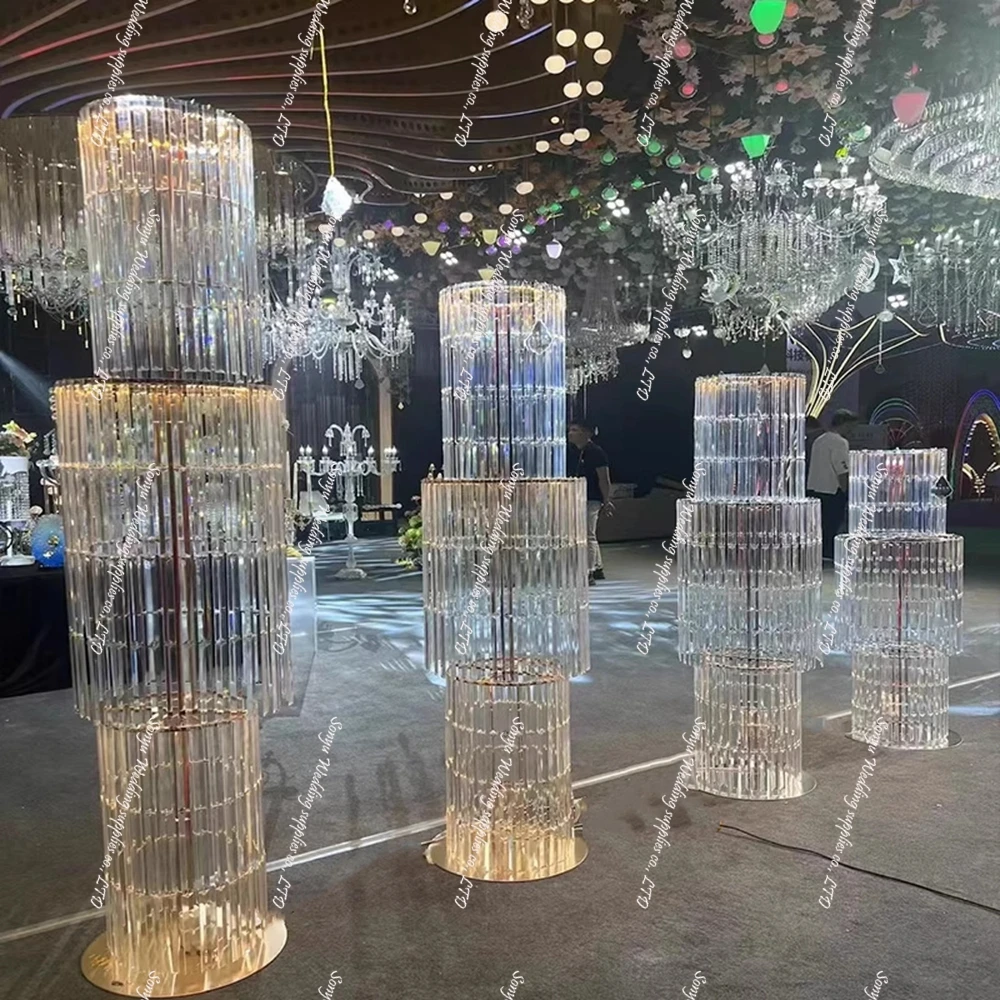 4pcs)no light)Wedding Icicle Os Hall Ka Wedding Hall Acrylic Ice Strip Chandelier Road Leading Roman Column Niche Fantasy Props
