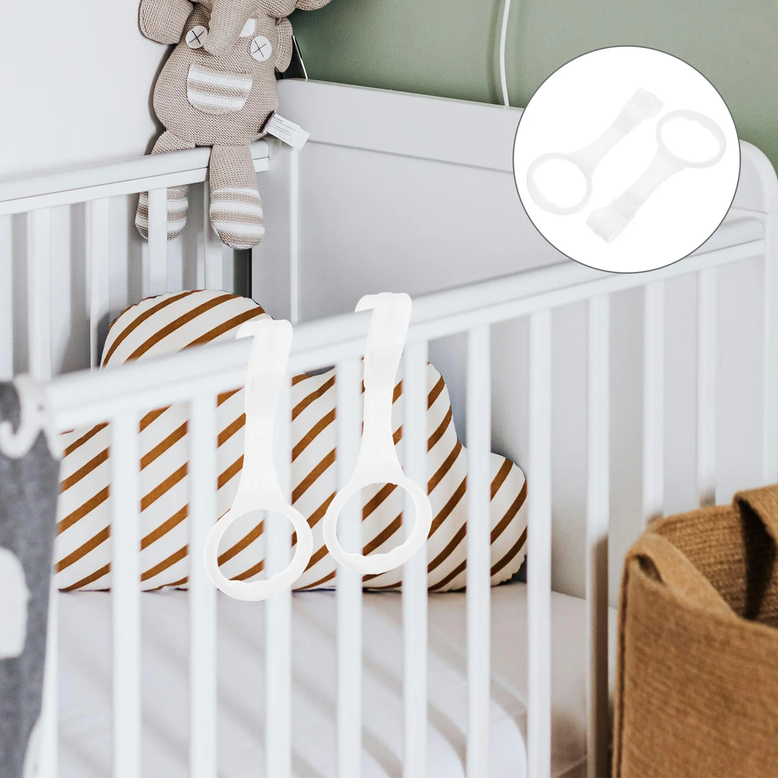 

2pcs Nursery Rings Toddler Stand Ring Handle Pull Up Handles Infant Bed Pull Ring Easy Install Lightweight Crib