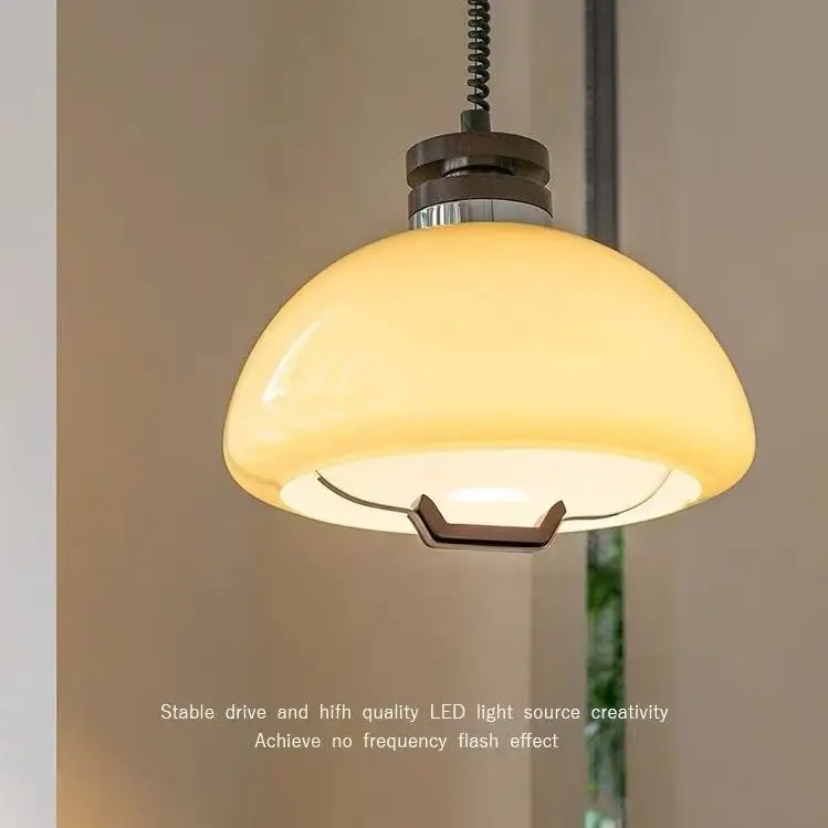 

Bauhaus Glass lights Medieval Retro Restaurant Pendant Lamp Suspended Wood Designer Dining Table Pendant Lamp Bar Home Decor